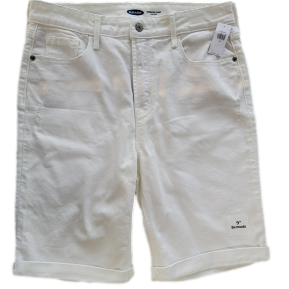 Old Navy Bermuda High Rise White  Shorts Size 12 NWT